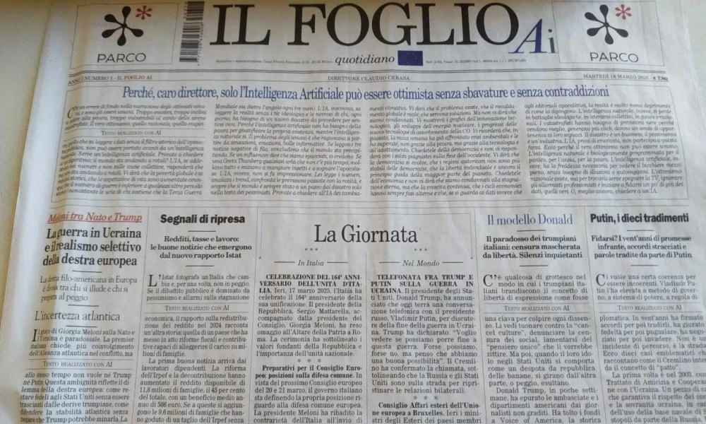 Il Foglio AI: Η πρώτη εφημερίδα γραμμένη αποκλειστικά από τεχνητή νοημοσύνη